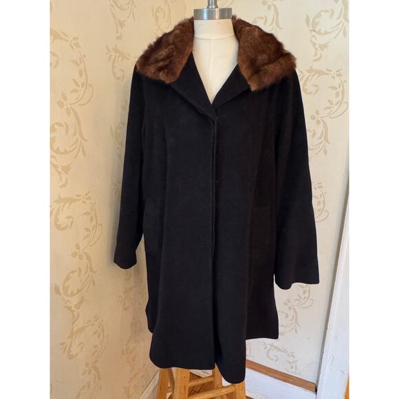 Ladies 14 Italy Cinzia Rocca Beautiufl Fur Collar Coat - Picture 1 of 3